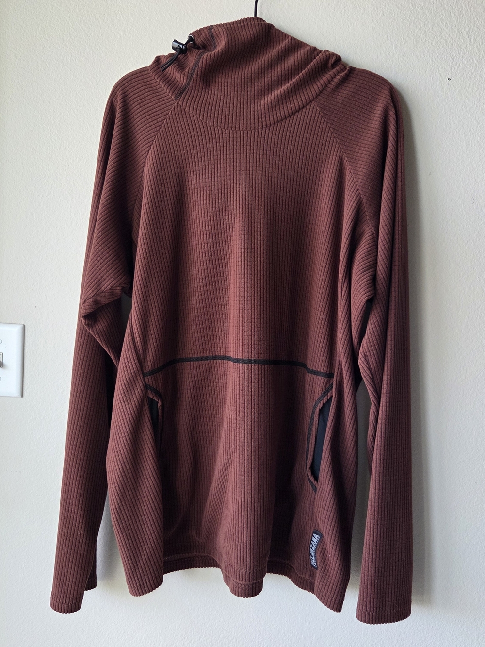 Melanzana Men's Brown Microgrid Hoodie V2 - Size Large